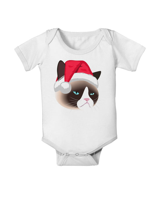 Santa Hat Disgruntled Siamese Cat Baby Romper Bodysuit by-Baby Romper-TooLoud-White-06-Months-Davson Sales