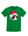 Santa Hat Disgruntled Siamese Cat Childrens Dark T-Shirt-Childrens T-Shirt-TooLoud-Kelly-Green-X-Small-Davson Sales