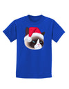 Santa Hat Disgruntled Siamese Cat Childrens Dark T-Shirt-Childrens T-Shirt-TooLoud-Royal-Blue-X-Small-Davson Sales