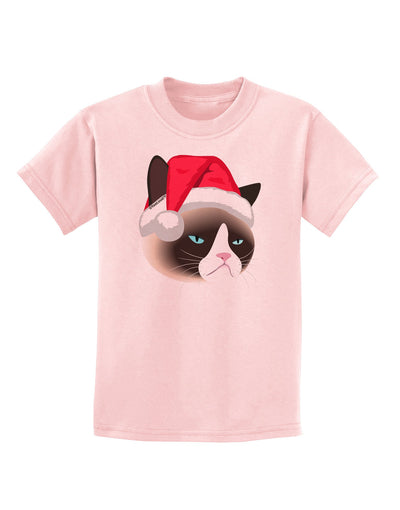 Santa Hat Disgruntled Siamese Cat Childrens T-Shirt-Childrens T-Shirt-TooLoud-PalePink-X-Small-Davson Sales