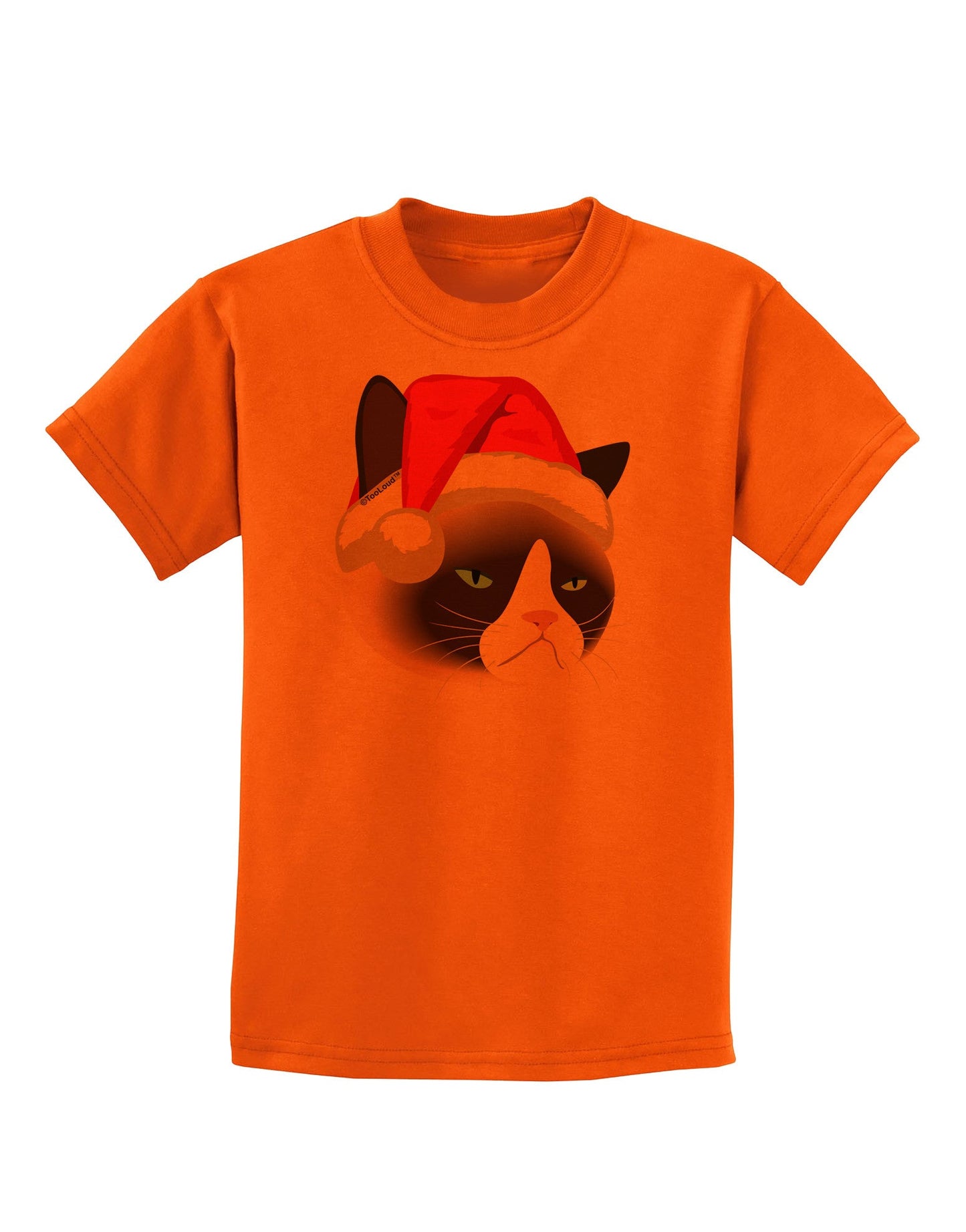 Santa Hat Disgruntled Siamese Cat Childrens T-Shirt-Childrens T-Shirt-TooLoud-Orange-X-Small-Davson Sales