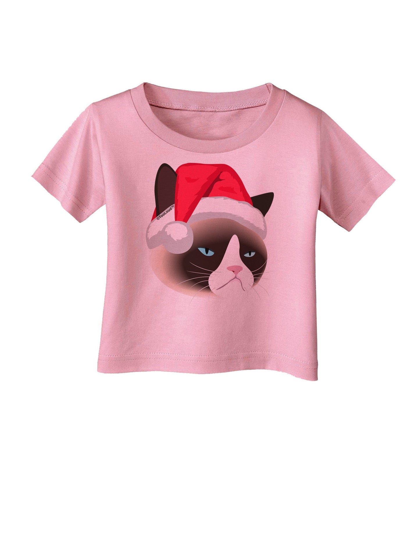 Santa Hat Disgruntled Siamese Cat Infant T-Shirt-Infant T-Shirt-TooLoud-Candy-Pink-06-Months-Davson Sales