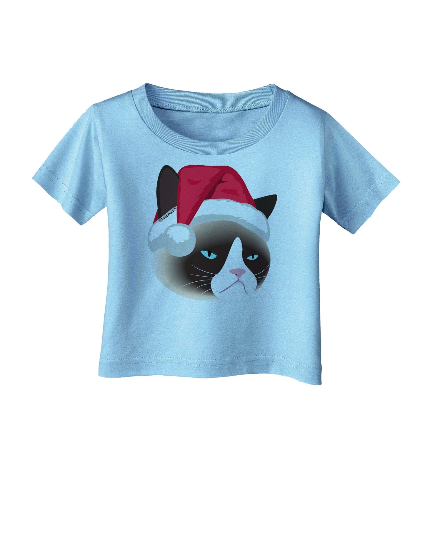 Santa Hat Disgruntled Siamese Cat Infant T-Shirt-Infant T-Shirt-TooLoud-Aquatic-Blue-06-Months-Davson Sales