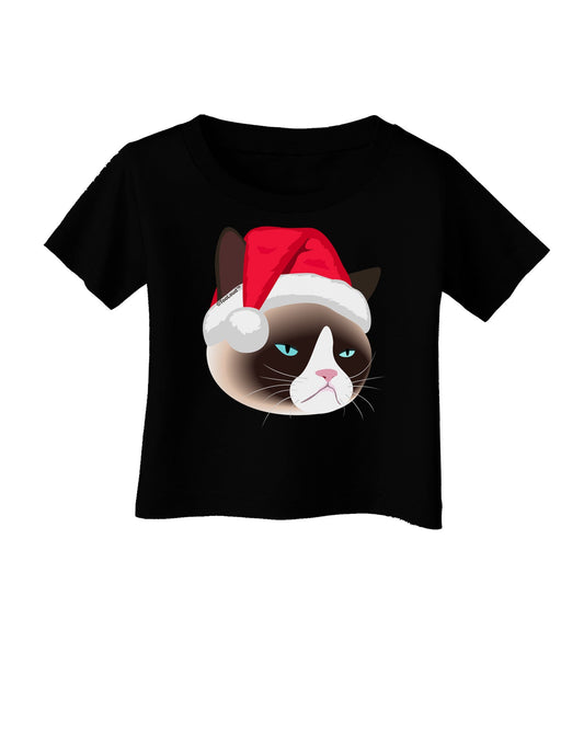 Santa Hat Disgruntled Siamese Cat Infant T-Shirt Dark by-Infant T-Shirt-TooLoud-Black-06-Months-Davson Sales