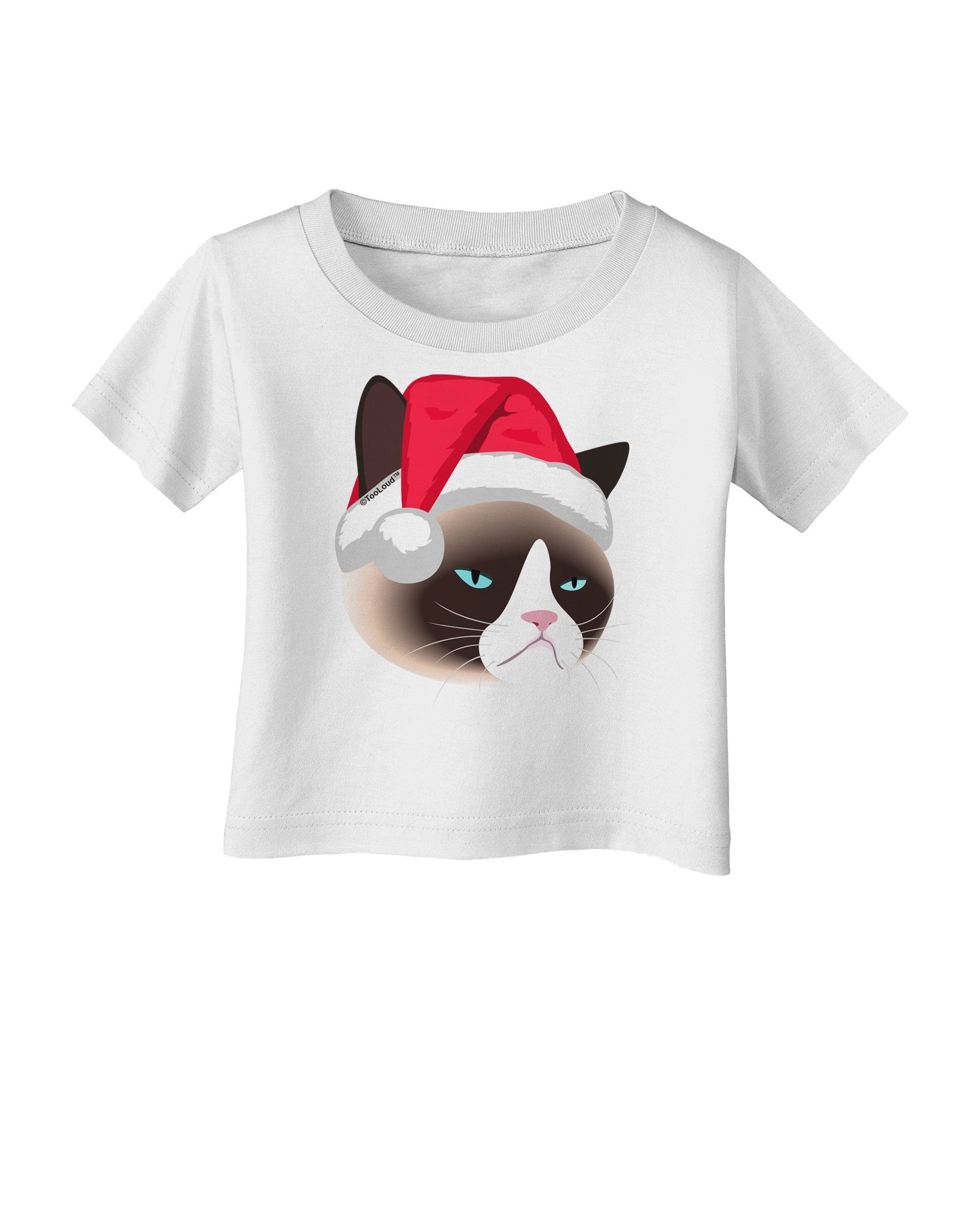 Santa Hat Disgruntled Siamese Cat Infant T-Shirt-Infant T-Shirt-TooLoud-White-06-Months-Davson Sales