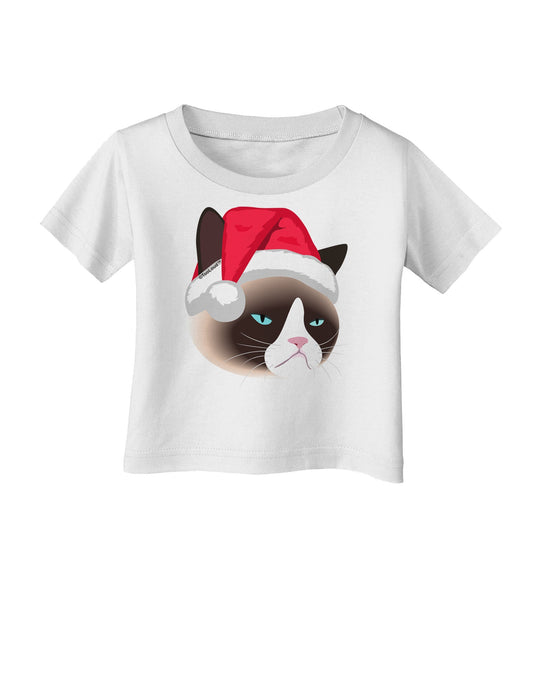 Santa Hat Disgruntled Siamese Cat Infant T-Shirt-Infant T-Shirt-TooLoud-White-06-Months-Davson Sales