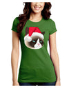 Santa Hat Disgruntled Siamese Cat Juniors Crew Dark T-Shirt-T-Shirts Juniors Tops-TooLoud-Kiwi-Green-Juniors Fitted Small-Davson Sales