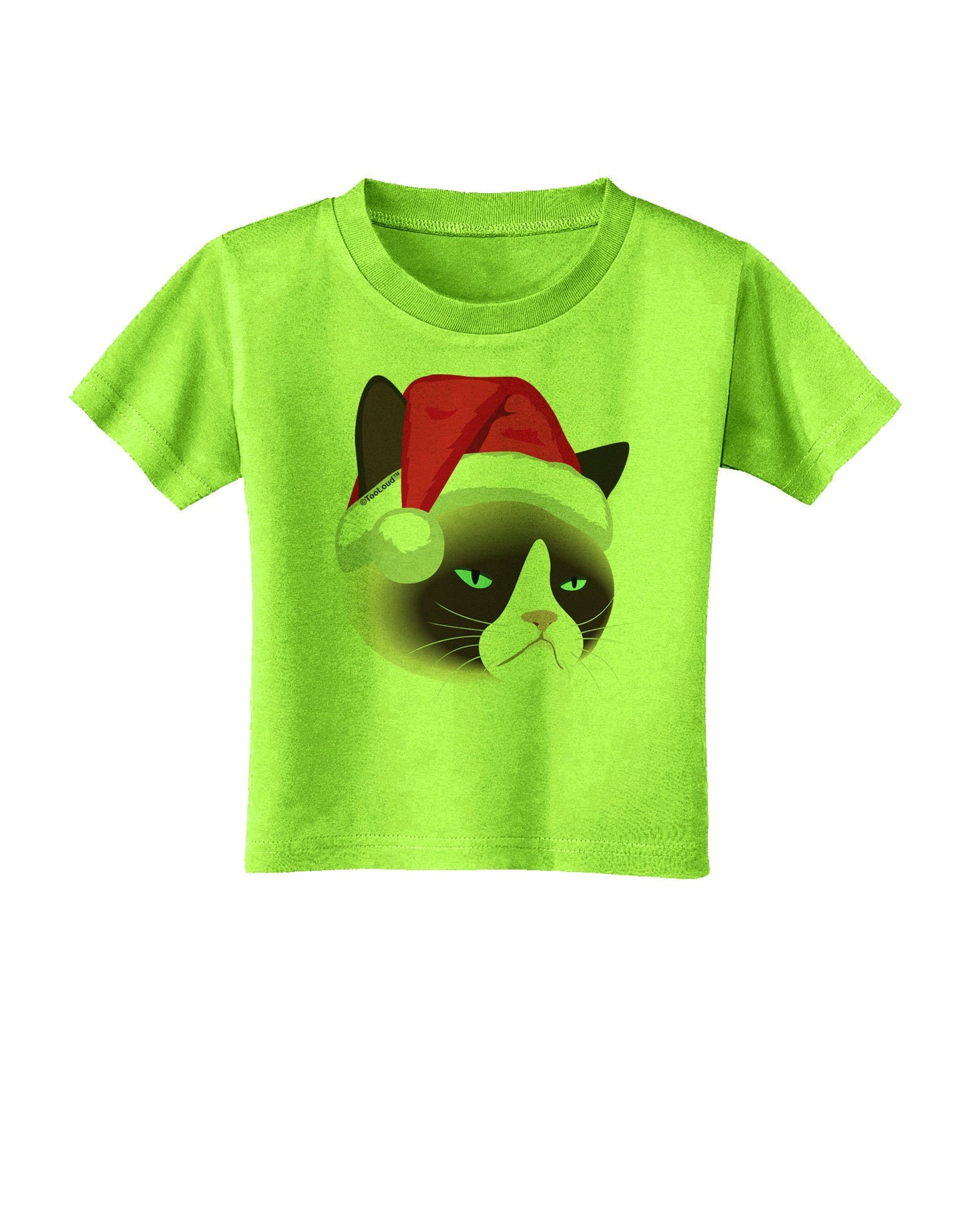 Santa Hat Disgruntled Siamese Cat Toddler T-Shirt-Toddler T-Shirt-TooLoud-Lime-Green-2T-Davson Sales