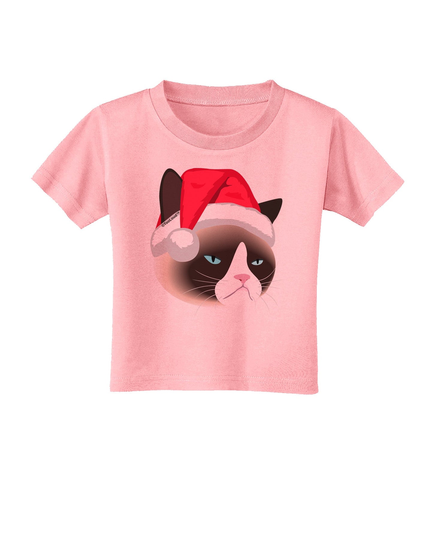 Santa Hat Disgruntled Siamese Cat Toddler T-Shirt-Toddler T-Shirt-TooLoud-Candy-Pink-2T-Davson Sales