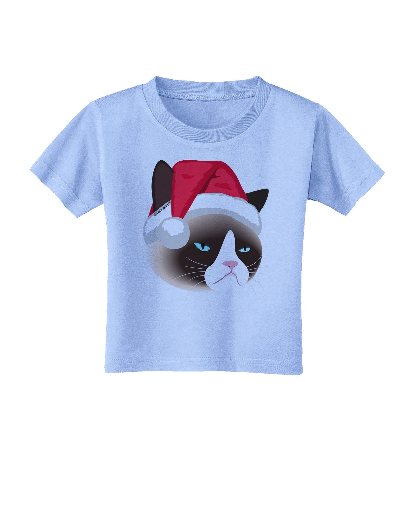 Santa Hat Disgruntled Siamese Cat Toddler T-Shirt-Toddler T-Shirt-TooLoud-Aquatic-Blue-2T-Davson Sales