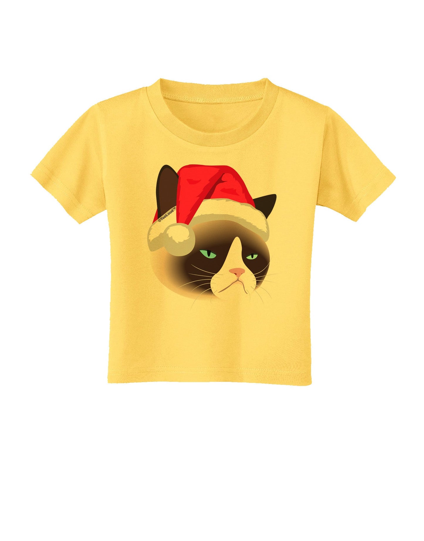 Santa Hat Disgruntled Siamese Cat Toddler T-Shirt-Toddler T-Shirt-TooLoud-Yellow-2T-Davson Sales