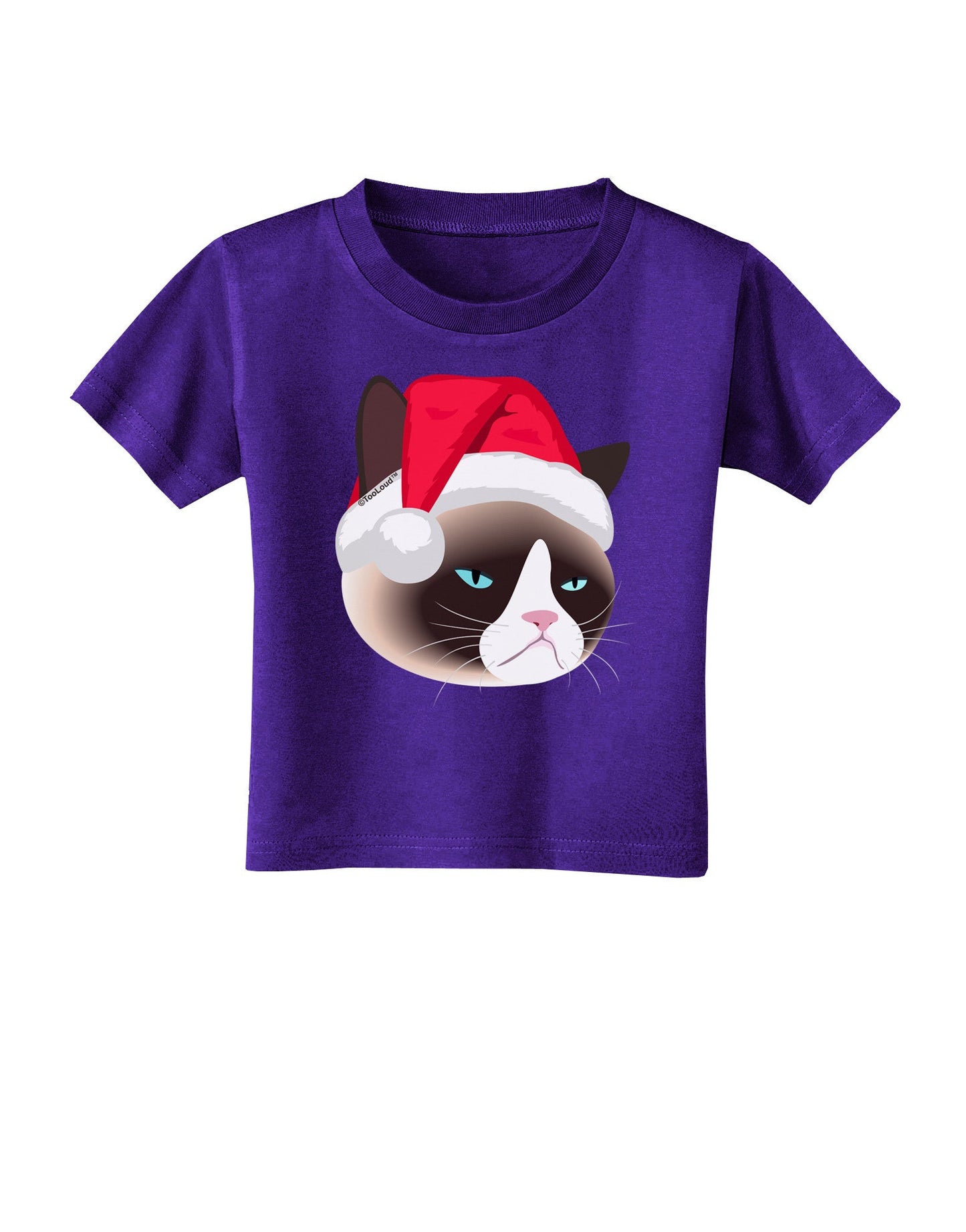 Santa Hat Disgruntled Siamese Cat Toddler T-Shirt Dark by-Toddler T-Shirt-TooLoud-Purple-2T-Davson Sales