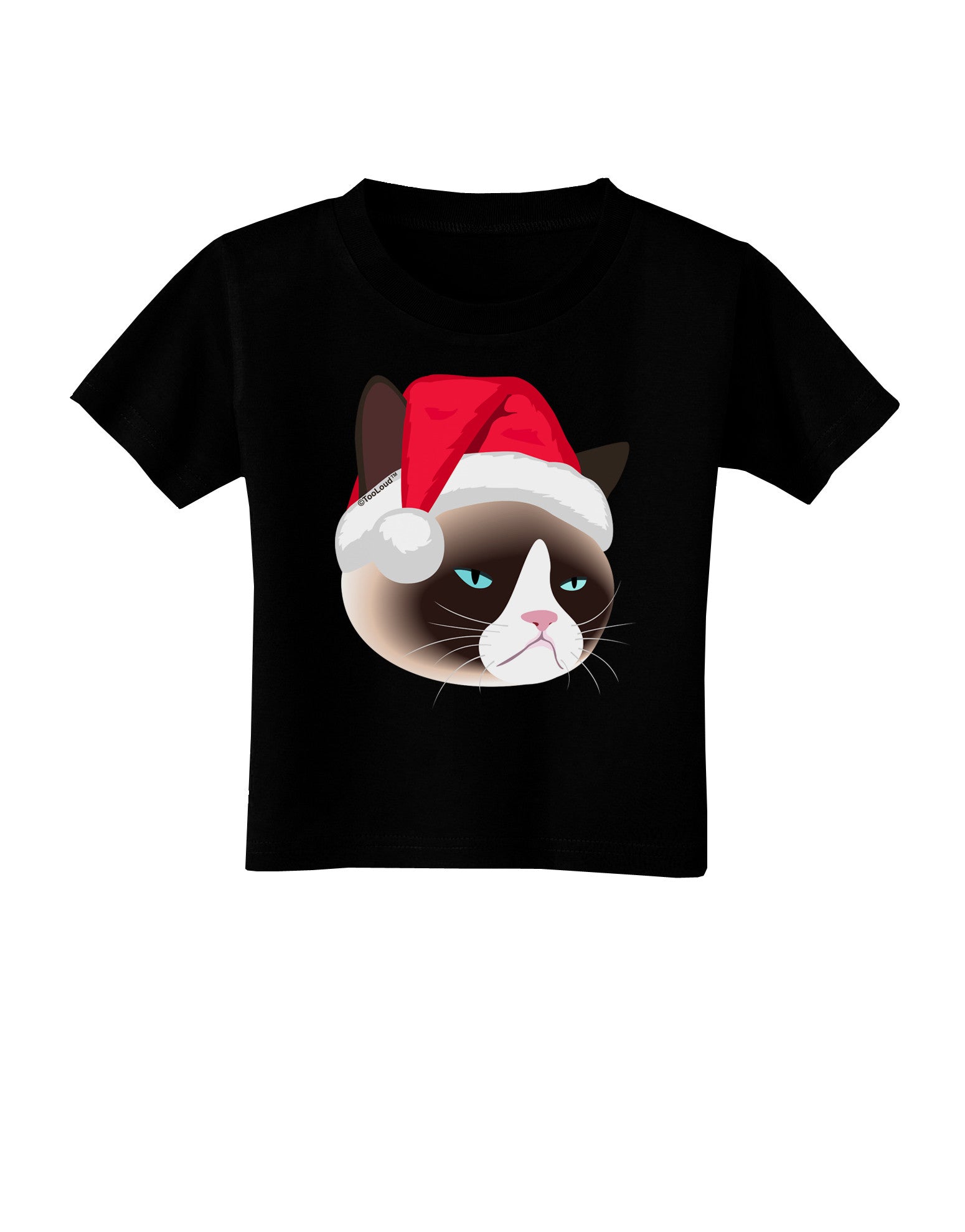 Santa Hat Disgruntled Siamese Cat Toddler T-Shirt Dark by-Toddler T-Shirt-TooLoud-Black-2T-Davson Sales