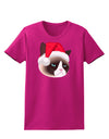 Santa Hat Disgruntled Siamese Cat Womens Dark T-Shirt-TooLoud-Hot-Pink-Small-Davson Sales