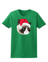 Santa Hat Disgruntled Siamese Cat Womens Dark T-Shirt-TooLoud-Kelly-Green-X-Small-Davson Sales