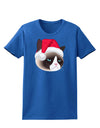 Santa Hat Disgruntled Siamese Cat Womens Dark T-Shirt-TooLoud-Royal-Blue-X-Small-Davson Sales