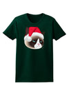 Santa Hat Disgruntled Siamese Cat Womens Dark T-Shirt-TooLoud-Forest-Green-Small-Davson Sales