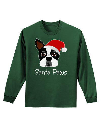 Santa Paws Christmas Dog Adult Long Sleeve Dark T-Shirt-TooLoud-Dark-Green-Small-Davson Sales