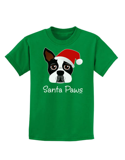 Santa Paws Christmas Dog Childrens Dark T-Shirt-Childrens T-Shirt-TooLoud-Kelly-Green-X-Small-Davson Sales