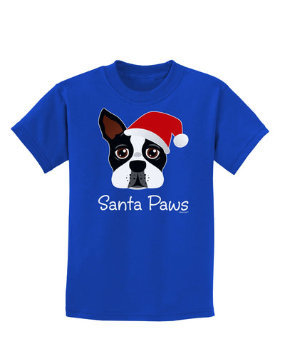 Santa Paws Christmas Dog Childrens Dark T-Shirt-Childrens T-Shirt-TooLoud-Royal-Blue-X-Small-Davson Sales