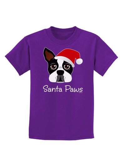 Santa Paws Christmas Dog Childrens Dark T-Shirt-Childrens T-Shirt-TooLoud-Purple-X-Small-Davson Sales