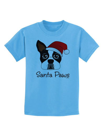 Santa Paws Christmas Dog Childrens T-Shirt-Childrens T-Shirt-TooLoud-Aquatic-Blue-X-Small-Davson Sales