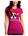 Santa Paws Christmas Dog Juniors Crew Dark T-Shirt-T-Shirts Juniors Tops-TooLoud-Hot-Pink-Juniors Fitted Small-Davson Sales