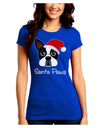 Santa Paws Christmas Dog Juniors Crew Dark T-Shirt-T-Shirts Juniors Tops-TooLoud-Royal-Blue-Juniors Fitted Small-Davson Sales