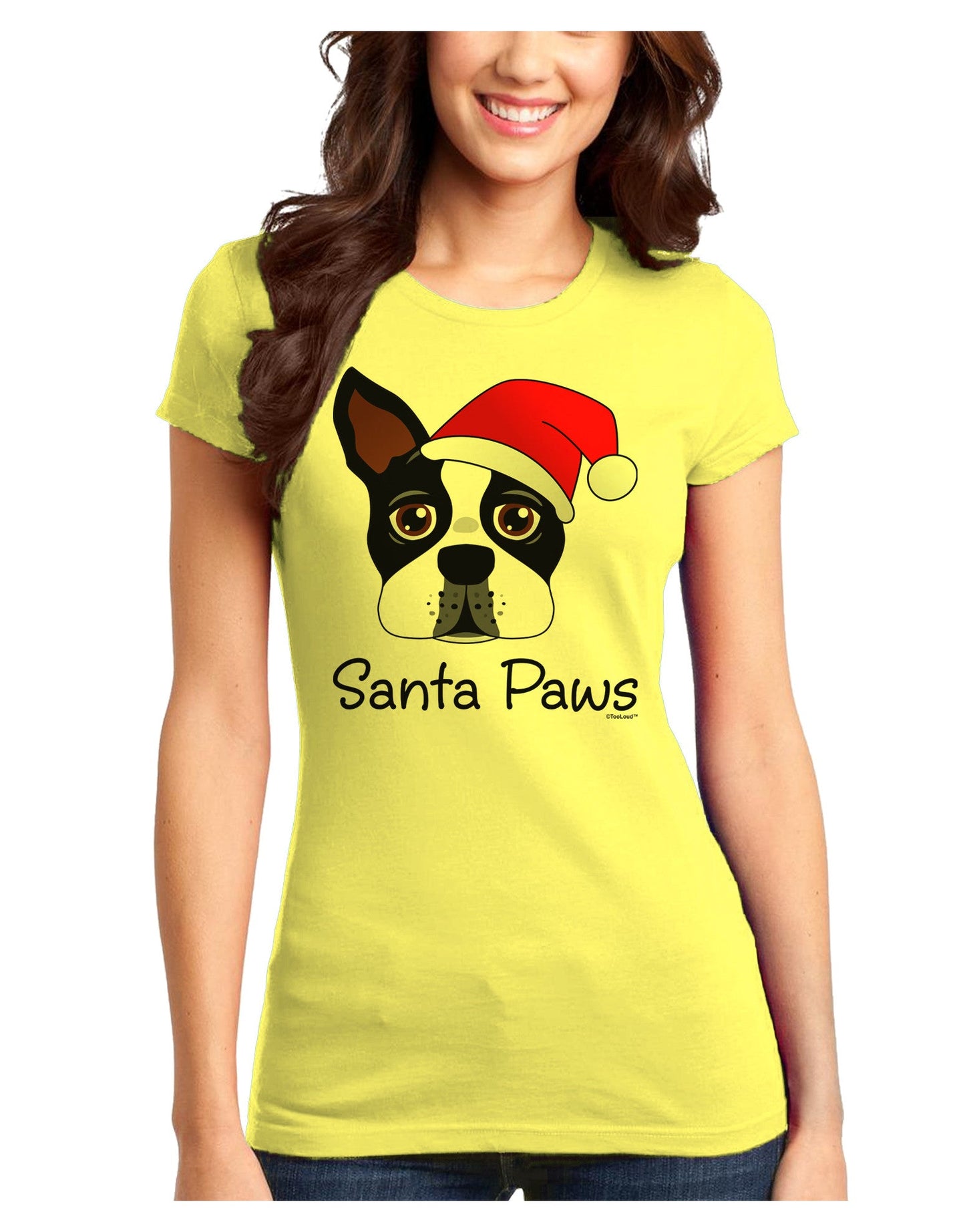 Santa Paws Christmas Dog Juniors T-Shirt-Womens Juniors T-Shirt-TooLoud-Yellow-Juniors Fitted X-Small-Davson Sales