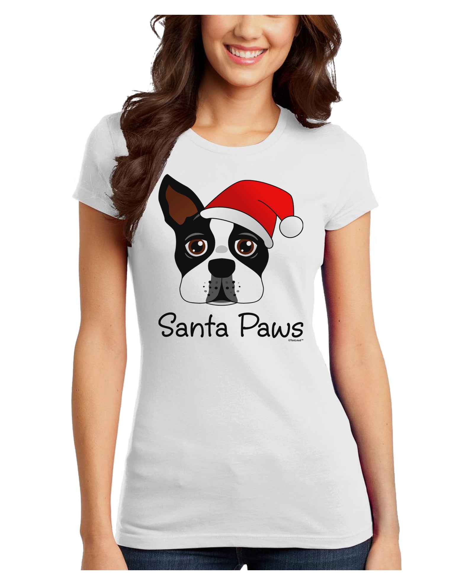 Santa Paws Christmas Dog Juniors T-Shirt-Womens Juniors T-Shirt-TooLoud-White-Juniors Fitted X-Small-Davson Sales