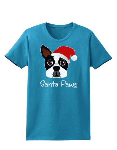 Santa Paws Christmas Dog Womens Dark T-Shirt-TooLoud-Turquoise-X-Small-Davson Sales
