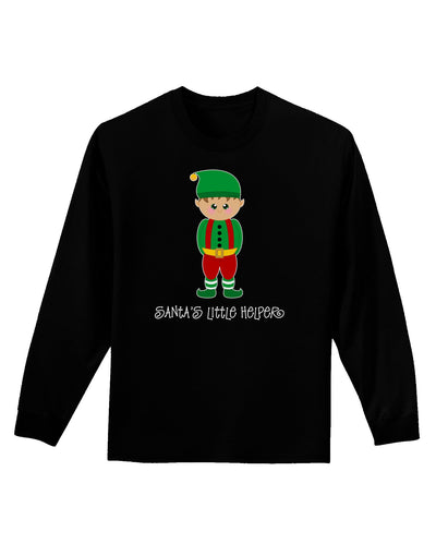 Santa's Little Helper Christmas Elf Boy Adult Long Sleeve Dark T-Shirt-TooLoud-Black-Small-Davson Sales