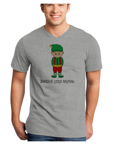 Santa's Little Helper Christmas Elf Boy Adult V-Neck T-shirt-Mens V-Neck T-Shirt-TooLoud-HeatherGray-Small-Davson Sales