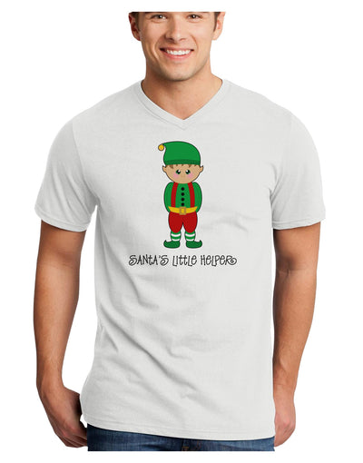 Santa's Little Helper Christmas Elf Boy Adult V-Neck T-shirt-Mens V-Neck T-Shirt-TooLoud-White-Small-Davson Sales