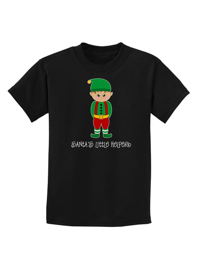 Santa's Little Helper Christmas Elf Boy Childrens Dark T-Shirt-Childrens T-Shirt-TooLoud-Black-X-Small-Davson Sales