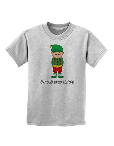 Santa's Little Helper Christmas Elf Boy Childrens T-Shirt-Childrens T-Shirt-TooLoud-AshGray-X-Small-Davson Sales