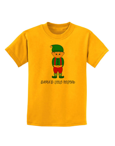 Santa's Little Helper Christmas Elf Boy Childrens T-Shirt-Childrens T-Shirt-TooLoud-Gold-X-Small-Davson Sales