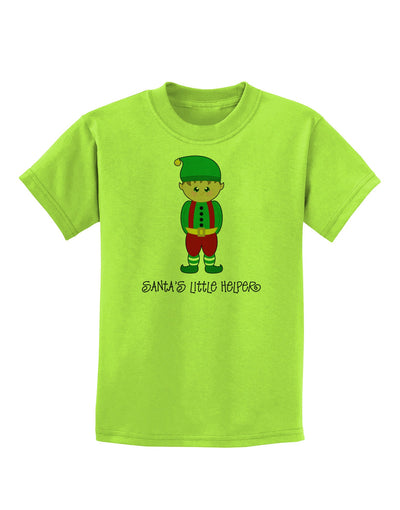 Santa's Little Helper Christmas Elf Boy Childrens T-Shirt-Childrens T-Shirt-TooLoud-Lime-Green-X-Small-Davson Sales