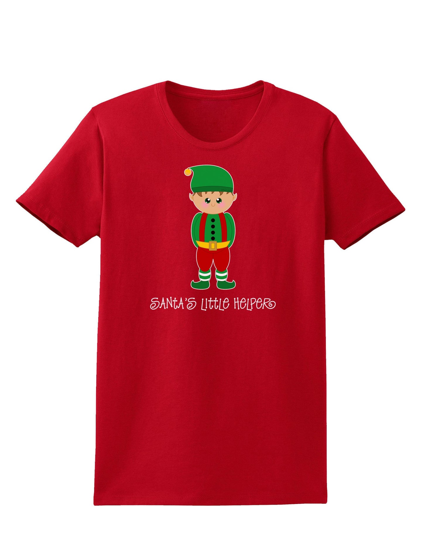 Santa's Little Helper Christmas Elf Boy Womens Dark T-Shirt-TooLoud-Red-X-Small-Davson Sales