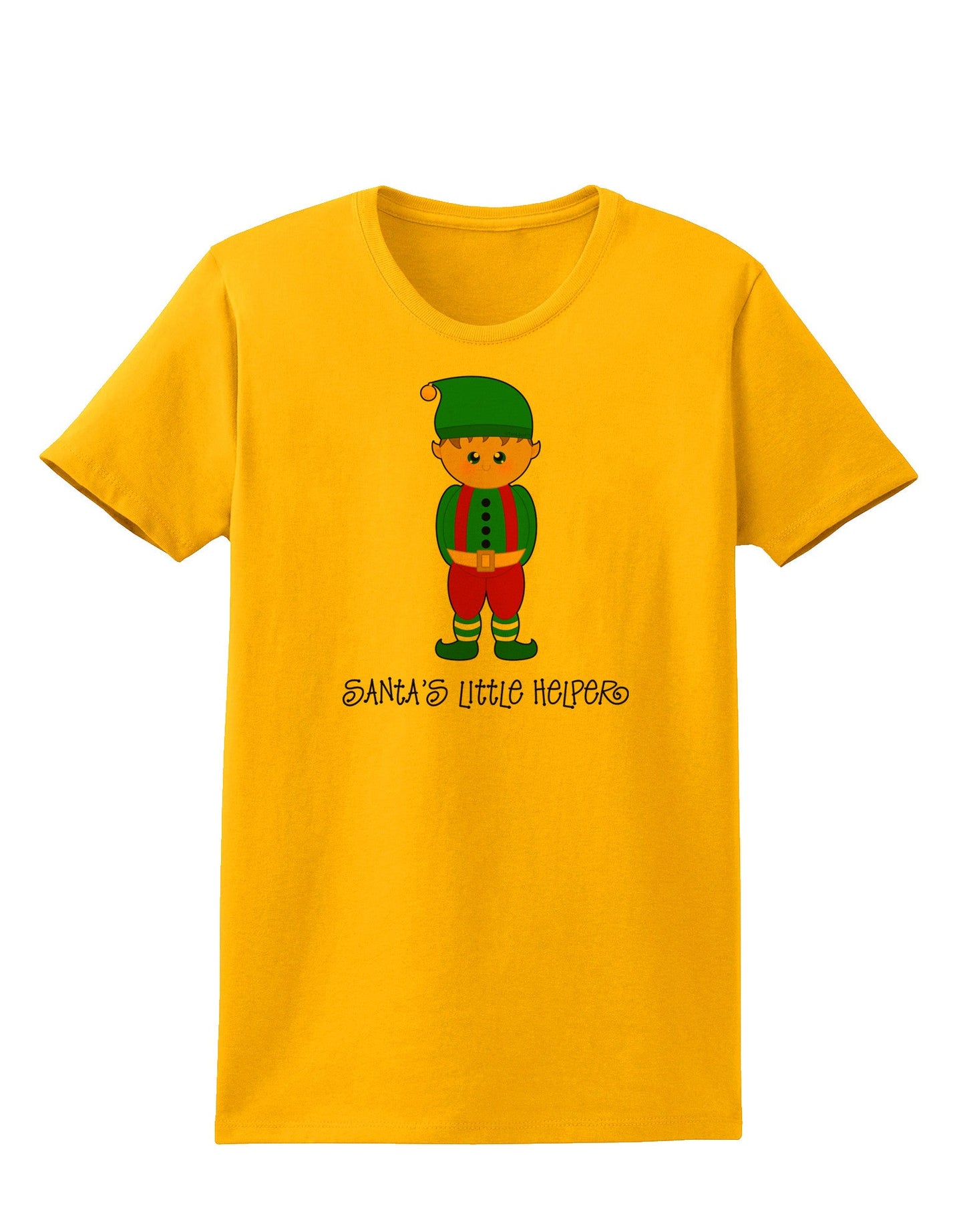 Santa's Little Helper Christmas Elf Boy Womens T-Shirt-Womens T-Shirt-TooLoud-Gold-X-Small-Davson Sales