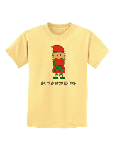 Santa's Little Helper Christmas Elf Girl Childrens T-Shirt-Childrens T-Shirt-TooLoud-Daffodil-Yellow-X-Small-Davson Sales