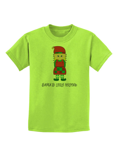 Santa's Little Helper Christmas Elf Girl Childrens T-Shirt-Childrens T-Shirt-TooLoud-Lime-Green-X-Small-Davson Sales