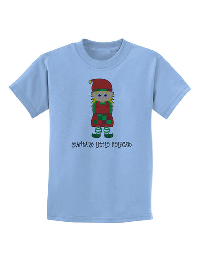 Santa's Little Helper Christmas Elf Girl Childrens T-Shirt-Childrens T-Shirt-TooLoud-Light-Blue-X-Small-Davson Sales