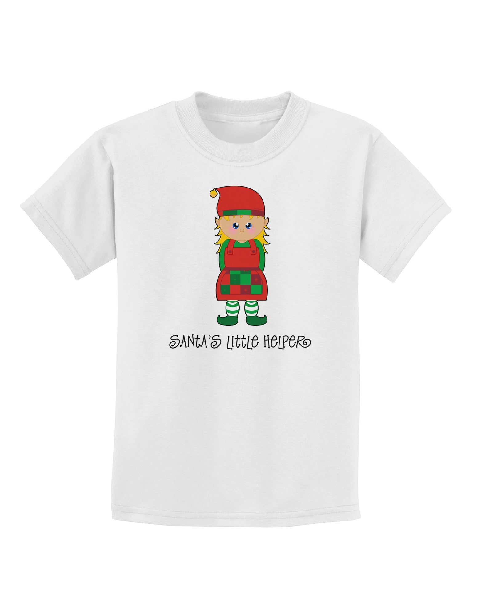 Santa's Little Helper Christmas Elf Girl Childrens T-Shirt-Childrens T-Shirt-TooLoud-White-X-Small-Davson Sales