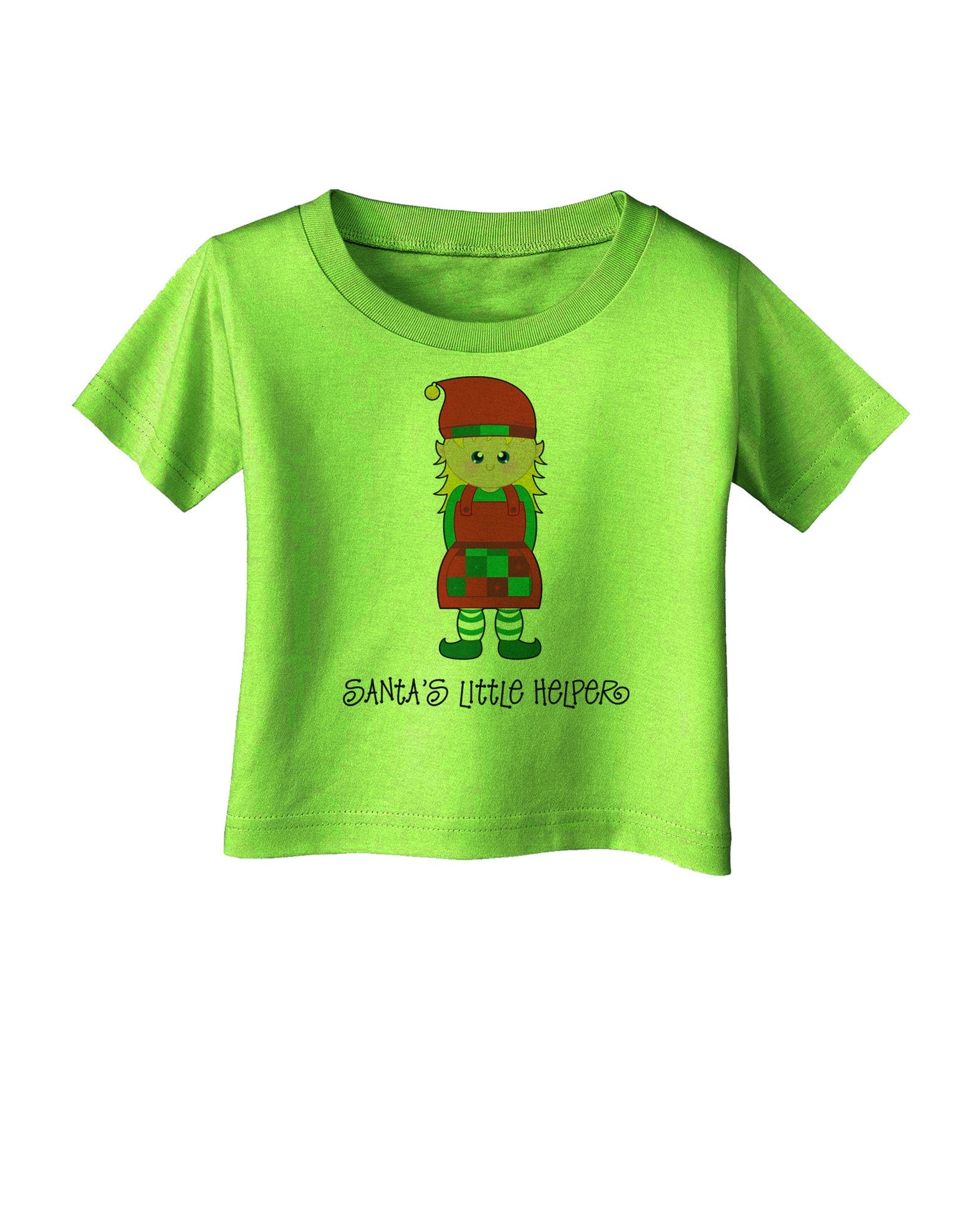 Santa's Little Helper Christmas Elf Girl Infant T-Shirt-Infant T-Shirt-TooLoud-Lime-Green-06-Months-Davson Sales