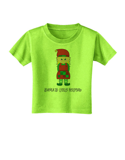 Santa's Little Helper Christmas Elf Girl Toddler T-Shirt-Toddler T-Shirt-TooLoud-Lime-Green-2T-Davson Sales