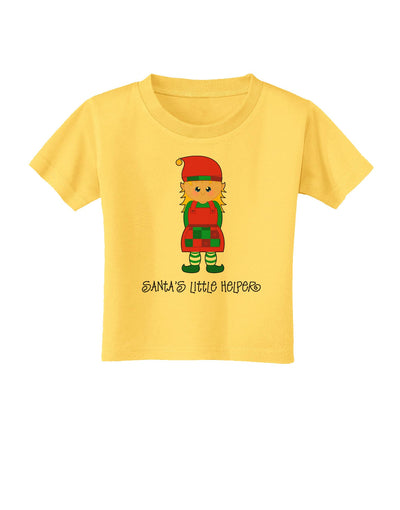 Santa's Little Helper Christmas Elf Girl Toddler T-Shirt-Toddler T-Shirt-TooLoud-Yellow-2T-Davson Sales