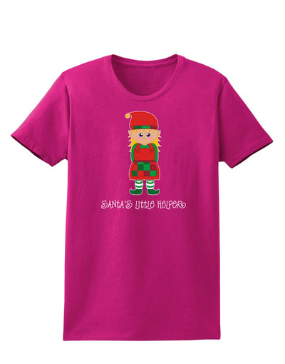 Santa's Little Helper Christmas Elf Girl Womens Dark T-Shirt-TooLoud-Hot-Pink-Small-Davson Sales