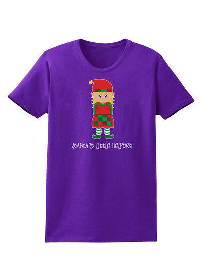 Santa's Little Helper Christmas Elf Girl Womens Dark T-Shirt-TooLoud-Purple-X-Small-Davson Sales
