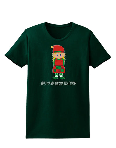 Santa's Little Helper Christmas Elf Girl Womens Dark T-Shirt-TooLoud-Forest-Green-Small-Davson Sales